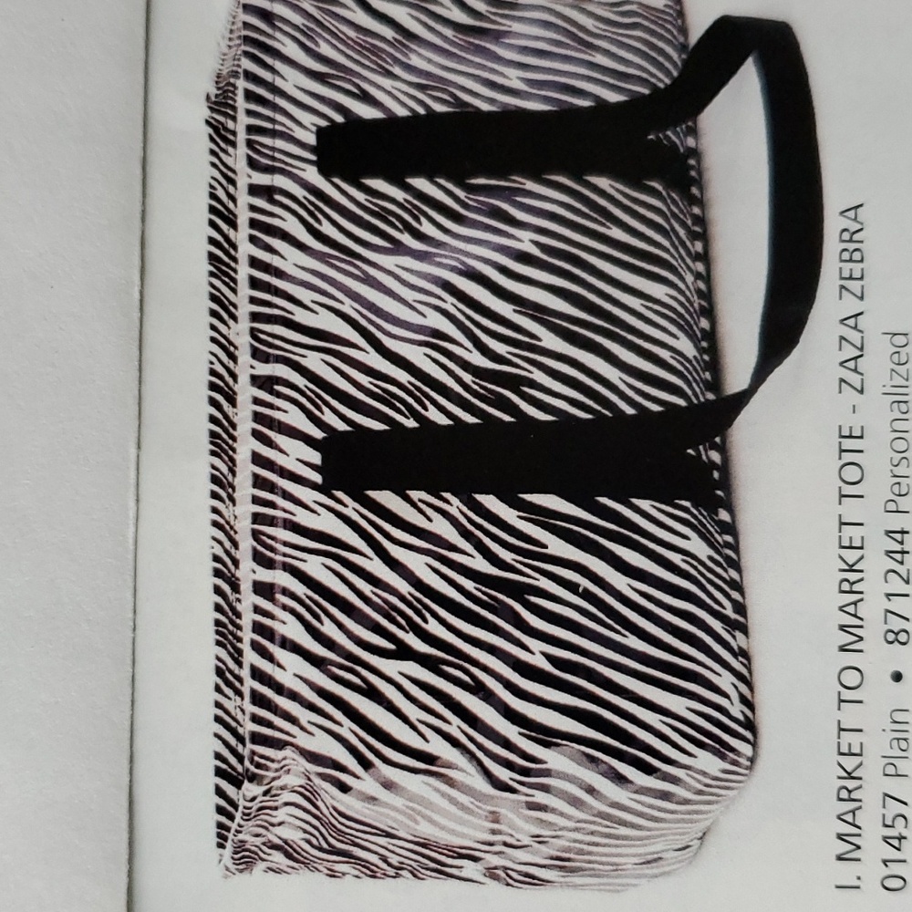 NEW Zebra print market bag, heavy duty collapsible wire rim top so stays open